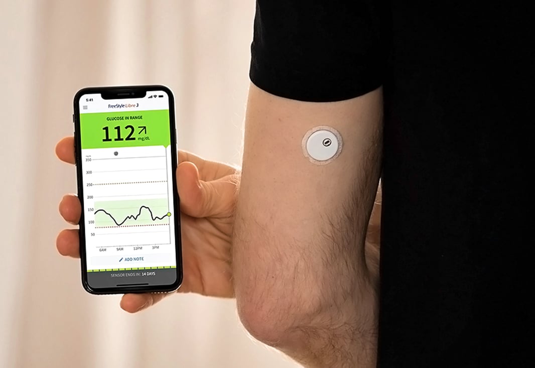 A FreeStyle Libre glucose monitor and reader